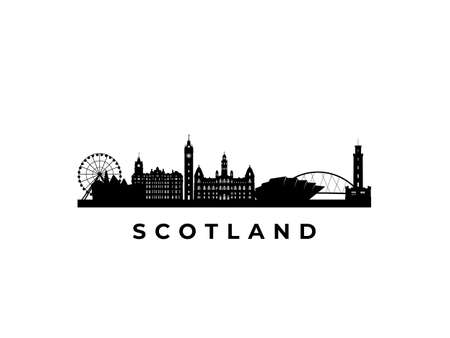 Vector Scotland skyline. Travel Scotland famous landmarks. Business and tourism concept for presentation, banner, web site.のイラスト素材