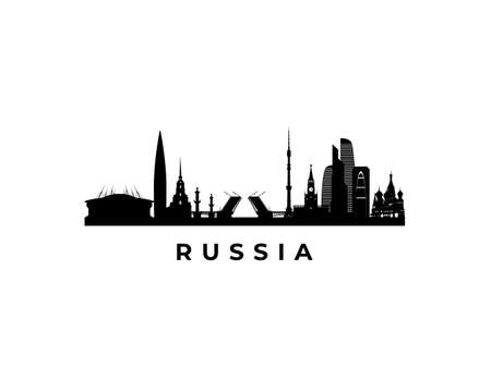 Vector Russia skyline. Travel Russia famous landmarks. Business and tourism concept for presentation, banner, web site.のイラスト素材