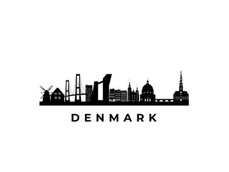 Vector Denmark skyline. Travel Denmark famous landmarks. Business and tourism concept for presentation, banner, web site.のイラスト素材