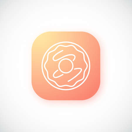 Gradient orange button with thin Donut icon isolated on white background. Vector template for ui, ux and website design.のイラスト素材