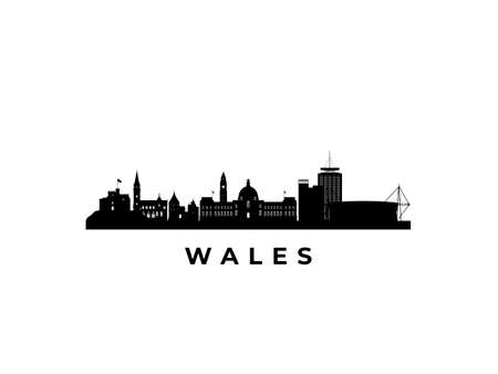 Vector Wales skyline. Travel Wales famous landmarks. Business and tourism concept for presentation, banner, web site.のイラスト素材