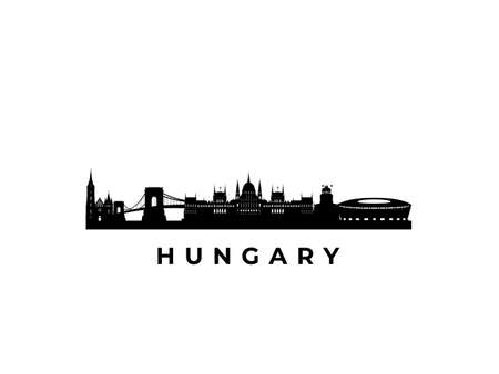 Vector Hungary skyline. Travel Hungary famous landmarks. Business and tourism concept for presentation, banner, web site.のイラスト素材