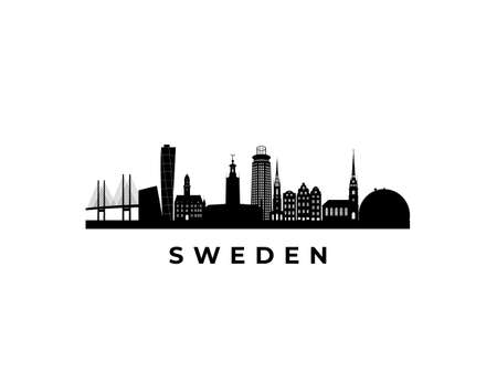 Vector Sweden skyline. Travel Sweden famous landmarks. Business and tourism concept for presentation, banner, web site.のイラスト素材
