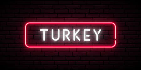 Turkey neon sign. Bright light signboard. Vector banner.のイラスト素材