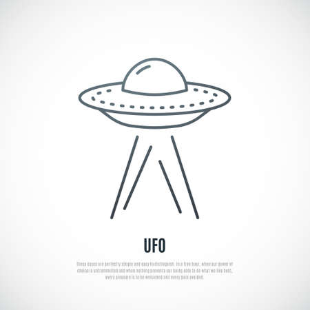 UFO icon in line style isolated on white background. Stock vector illustration.のイラスト素材