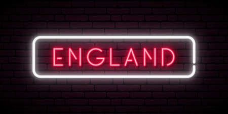 England neon sign. Bright light signboard. Vector banner.のイラスト素材