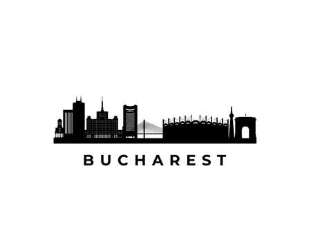 Vector Bucharest skyline. Travel Bucharest famous landmarks. Business and tourism concept for presentation, banner, web site.のイラスト素材