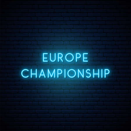 Europe Championship blue neon sign. Bright light signboard. Stock vector banner.のイラスト素材