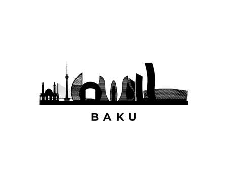 Vector Baku skyline. Travel Baku famous landmarks. Business and tourism concept for presentation, banner, web site.のイラスト素材