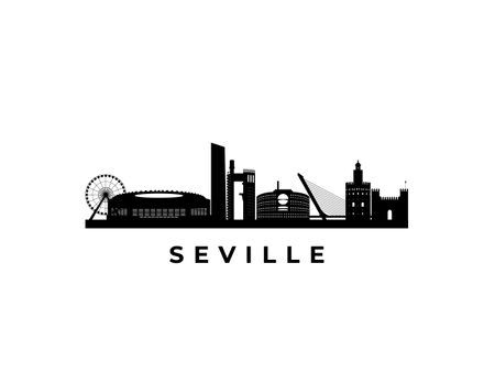 Vector Sevilla skyline. Travel Sevilla famous landmarks. Business and tourism concept for presentation, banner, web site.のイラスト素材