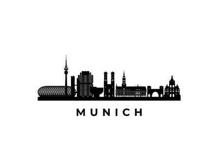 Vector Munich skyline. Travel Munich famous landmarks. Business and tourism concept for presentation, banner, web site.のイラスト素材