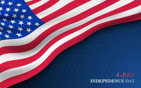 4th of July Independence Day banner. USA flag on a festive background. Vector design template for website, banner etc.のイラスト素材