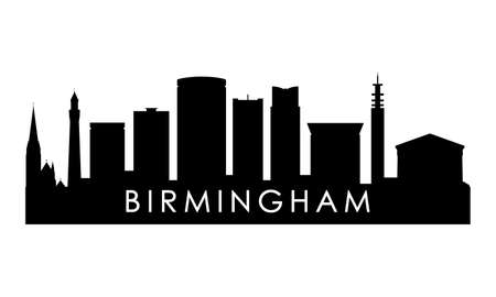 Birmingham skyline silhouette. Black Birmingham city design isolated on white background.のイラスト素材