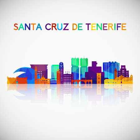 Santa Cruz de Tenerife skyline silhouette in colorful geometric style. Symbol for your design. Vector illustration.のイラスト素材