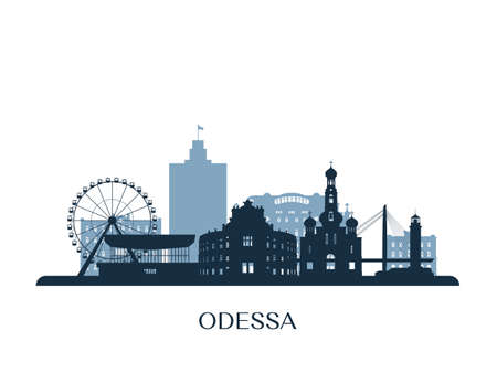 Odessa skyline, monochrome silhouette. Vector illustration.のイラスト素材