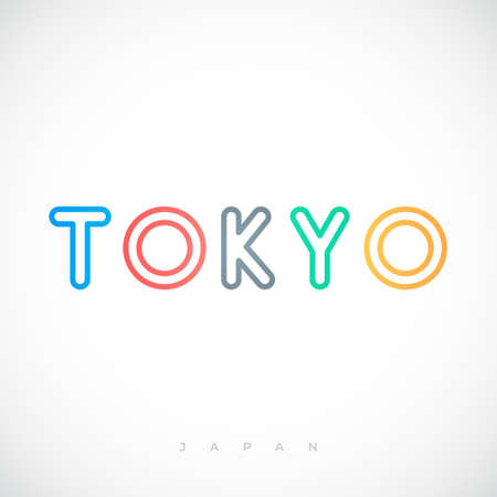 Tokyo Capital city typography lettering design. Signboard with text Tokyo, Japan. Stock vector illustration.のイラスト素材