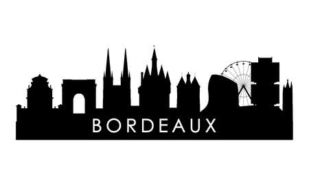 Bordeaux skyline silhouette. Black Bordeaux city design isolated on white background.のイラスト素材