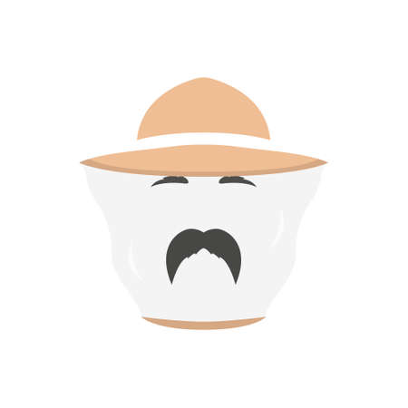 Beekeeper wearing protective beige hat and protective veil. Avatar of man Apiarist. Stock vector illustration.のイラスト素材