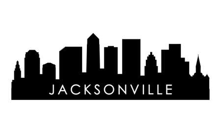 Jacksonville skyline silhouette. Black Jacksonville city design isolated on white background.のイラスト素材