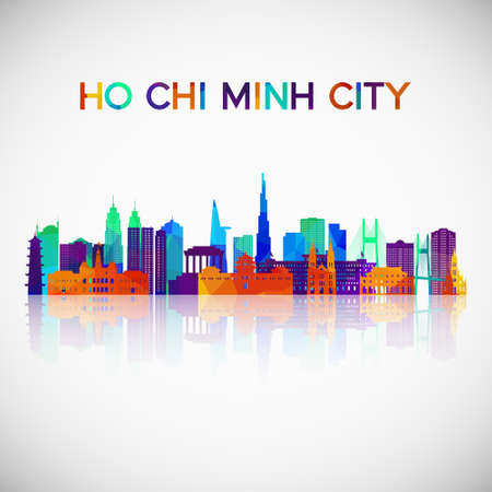 Ho Chi Minh City skyline silhouette in colorful geometric style. Symbol for your design. Vector illustration.のイラスト素材