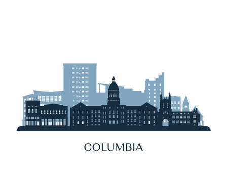 Columbia, MO skyline, monochrome silhouette. Vector illustration.のイラスト素材