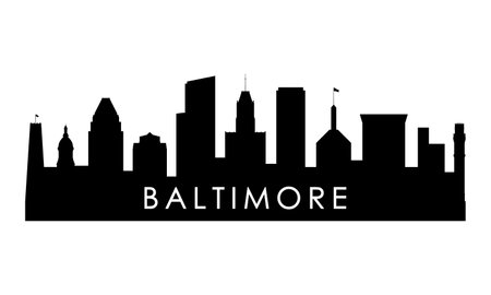 Baltimore skyline silhouette. Black Baltimore city design isolated on white background.のイラスト素材