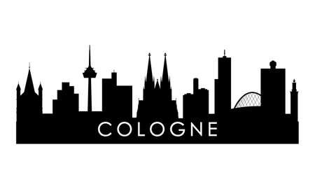 Cologne skyline silhouette. Black Cologne city design isolated on white background.のイラスト素材