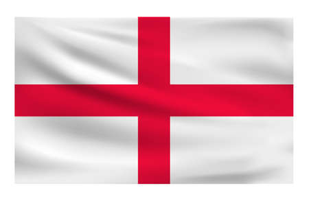 Realistic National flag of England. Current state flag made of fabric. Vector illustration of lying wavy cloth in national colors of England.のイラスト素材