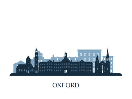 Oxford, Ohio skyline, monochrome silhouette. Vector illustration.のイラスト素材