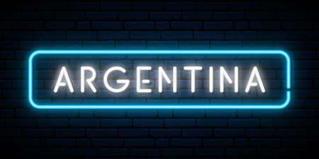 Argentina neon sign. Bright light signboard. Vector banner.のイラスト素材