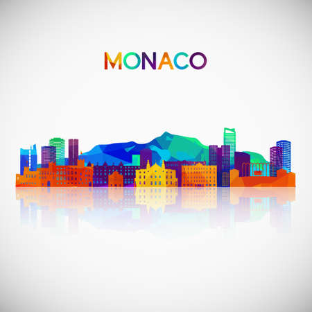 Monaco skyline silhouette in colorful geometric style. Symbol for your design. Vector illustration.のイラスト素材