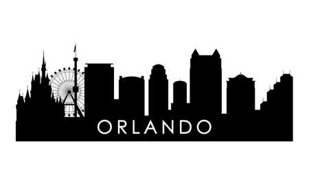 Orlando skyline silhouette. Black Orlando city design isolated on white background.のイラスト素材