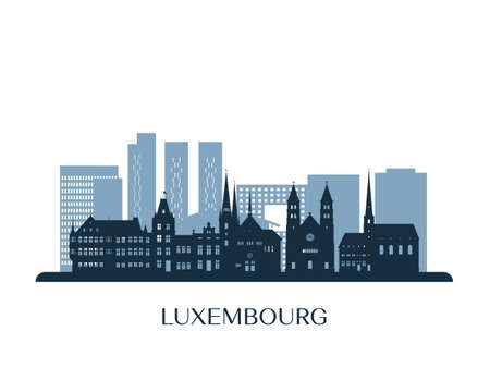 Luxembourg skyline, monochrome silhouette. Vector illustration.のイラスト素材