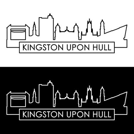 Kingston Upon Hull skyline. Linear style. Editable vector file.のイラスト素材