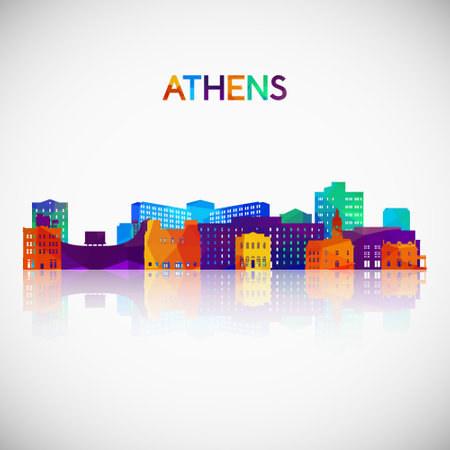 Athens Georgia skyline silhouette in colorful geometric style. Symbol for your design. Vector illustration.のイラスト素材