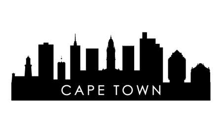 Cape Town skyline silhouette. Black Cape Town city design isolated on white background.のイラスト素材