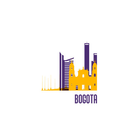 Bogota city emblem. Colorful buildings. Vector illustration.のイラスト素材