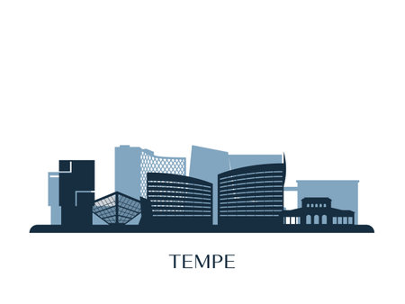 Tempe, Arizona skyline, monochrome silhouette. Vector illustration.のイラスト素材