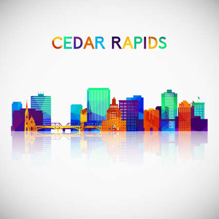 Cedar Rapids skyline silhouette in colorful geometric style. Symbol for your design. Vector illustration.のイラスト素材