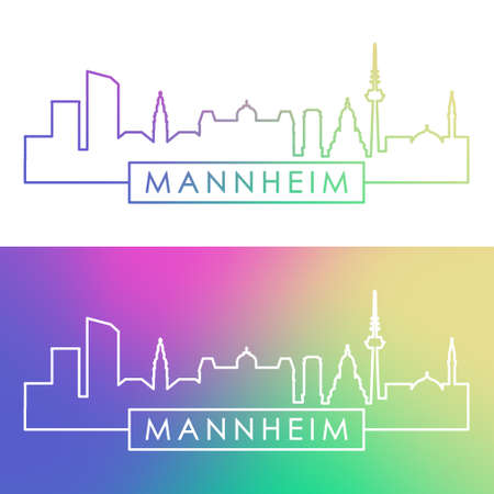 Mannheim skyline. Colorful linear style. Editable vector file.のイラスト素材
