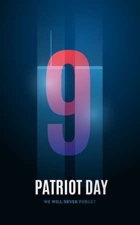 USA Patriot Day poster with Twin Towers silhuette and text. 11 September. Day of Remembrance of the World Trade Center terrorist attack. Vector design.のイラスト素材