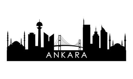 Ankara skyline silhouette. Black Ankara city design isolated on white background.のイラスト素材