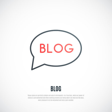 Blog sign isolated on white background. red word Blog in a speech balloon. Vector design template.のイラスト素材