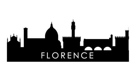 Florence skyline silhouette. Black Florence city design isolated on white background.のイラスト素材