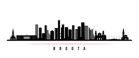 Bogota skyline horizontal banner. Black and white silhouette of Bogota, Colombia. Vector template for your design.のイラスト素材