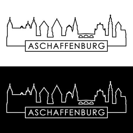 Aschaffenburg skyline. Linear style. Editable vector file.のイラスト素材