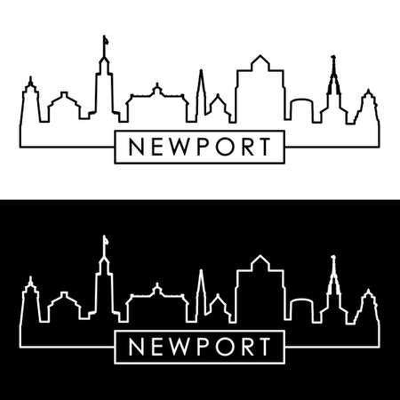 Newport skyline. Linear style. Editable vector file.のイラスト素材