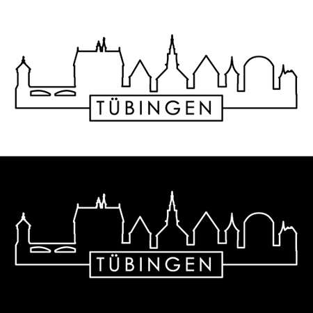 Tubingen skyline. Linear style. Editable vector file.のイラスト素材