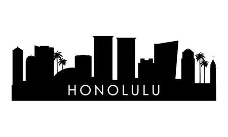 Honolulu skyline silhouette. Black Honolulu city design isolated on white background.のイラスト素材