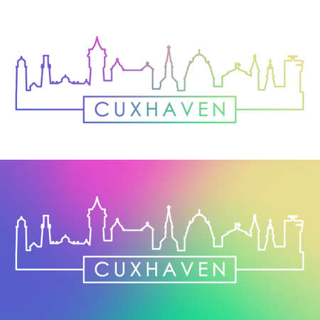 Cuxhaven skyline. Colorful linear style. Editable vector file.のイラスト素材